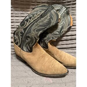 Vintage Larry Mahon Ladies Black & Suede Western Boots, Size 7.5